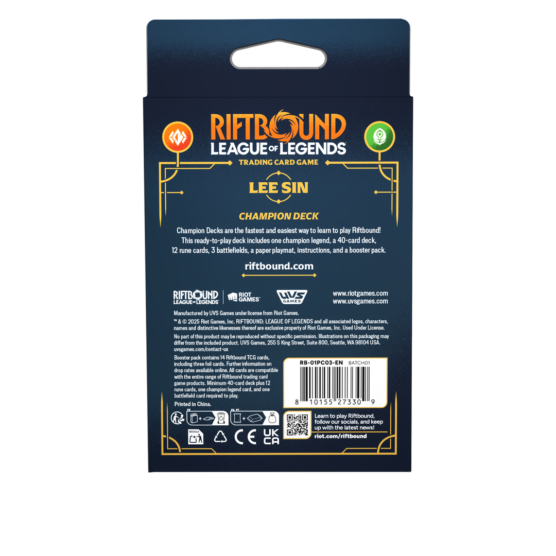 Riftbound: League of Legends TCG - Origins Deck de Champion : Lee Sin - EN